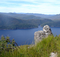 Looking down at Lake Barrington, Sheffield, TASMANIA